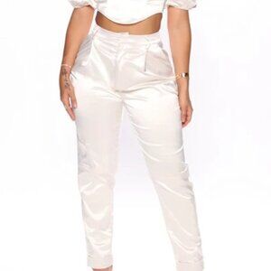 Fashion Nova High Rise Satiny Champagne  Pants